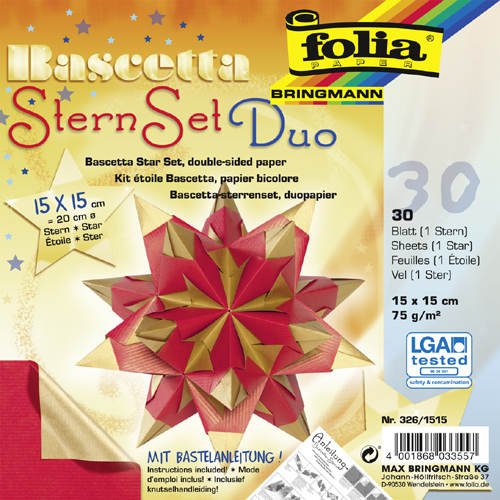 Faltblätter Bascetta Stern Duo, rot gold, 15x15 von CREATIVE