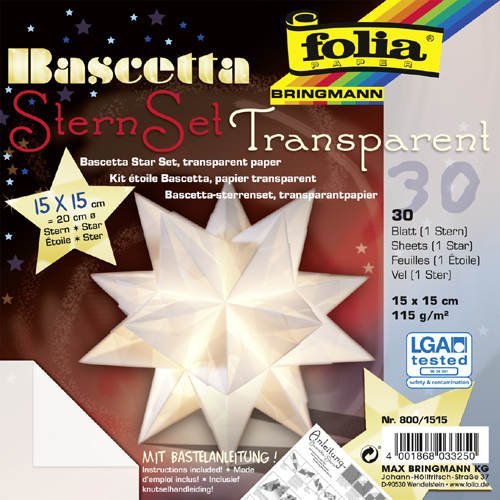 Faltblätter Bascetta Stern Transparent weiß, 15x15 von CREATIVE