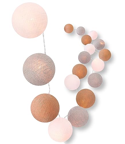 CREATIVECOTTON LED Lichterkette mit Cotton Balls inkl. Timer und Dimmer (20 Kugeln, Ambiance) von CREATIVECOTTON