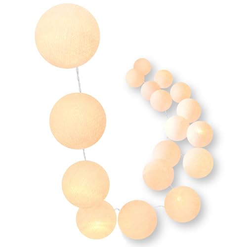 CREATIVECOTTON LED Lichterkette mit Cotton Balls inkl. Timer und Dimmer (Honey, 20 Kugeln) von CREATIVECOTTON