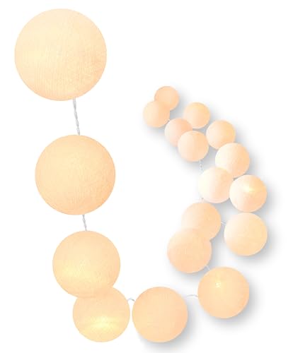 CREATIVECOTTON LED Lichterkette mit Cotton Balls inkl. Timer und Dimmer (Honey, 50 Kugeln) von CREATIVECOTTON