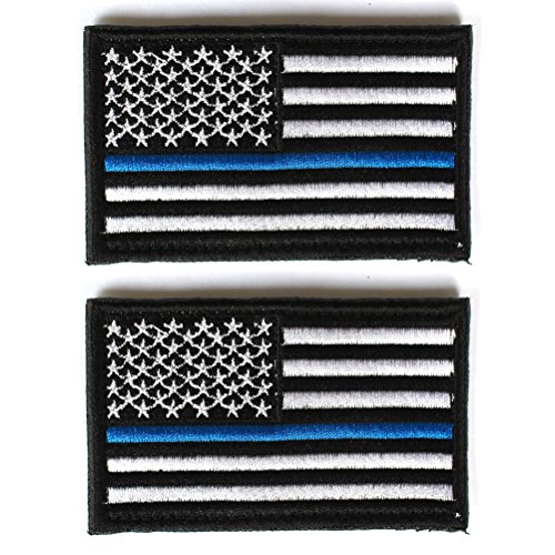 Bundle 2 pieces - US Flag Police law enforcement Thin Blue Line Patch Decorative Embroidered Badge appliques 2 high by 3.2 wide by Masonicbuy von CREATRILL