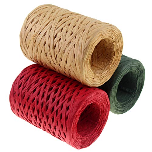 CREATRILL Bastband, rot, grün, natürlich, 3 Rollen, 360 m pro Rolle, Papierschnur, Geschenkband für Weihnachten CREATRILL Bastband, rot, grün, natürlich, 3 Rollen, 360 m pro Rolle, Papierschnur, Geschenkband für Weihnachten von CREATRILL