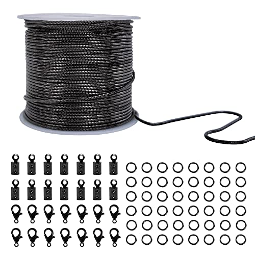 CREATZONE 1,2 mm lange schwarze Schlangenkette, Halskette, Gliederkette, runde Schlangenkette, Messingkette mit 20 Karabinerverschlüssen, 50 Biegeringe, 40 Kordelenden für DIY-Armbänder, CREATZONE 1,2 mm lange schwarze Schlangenkette, Halskette, Gliederkette, runde Schlangenkette, Messingkette mit 20 Karabinerverschlüssen, 50 Biegeringe, 40 Kordelenden für DIY-Armbänder, von CREATZONE