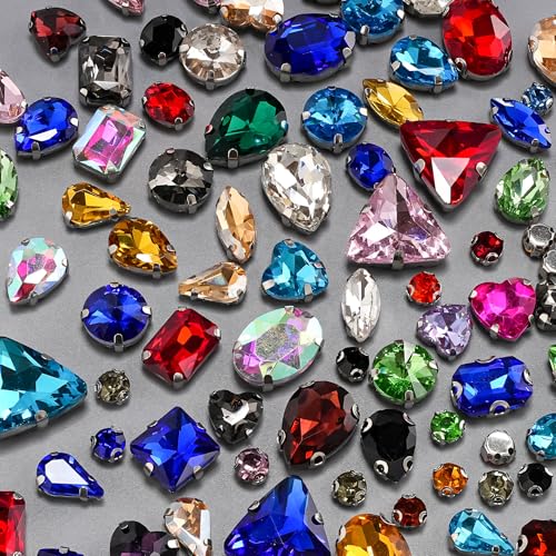 188 Stück große Strasssteine zum Aufnähen, bunte Glas-Kristalle, Edelsteine, verschiedene Formen und Größen, flache Rückseite, zum Nähen, Krappenfassung für Bastelarbeiten, Kleider, Kleidung, Schuhe 188 Stück große Strasssteine zum Aufnähen, bunte Glas-Kristalle, Edelsteine, verschiedene Formen und Größen, flache Rückseite, zum Nähen, Krappenfassung für Bastelarbeiten, Kleider, Kleidung, Schuhe von CREATZONE