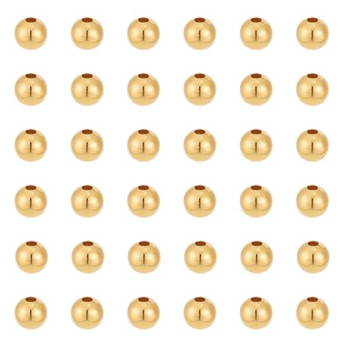 50 Stück 18 Karat Gold 925 Sterling Silber Perlen 3 mm runde Abstandshalter Perlen für DIY Armbänder Halsketten Herstellung, Loch: 1,2 mm 50 Stück 18 Karat Gold 925 Sterling Silber Perlen 3 mm runde Abstandshalter Perlen für DIY Armbänder Halsketten Herstellung, Loch: 1,2 mm von CREATZONE