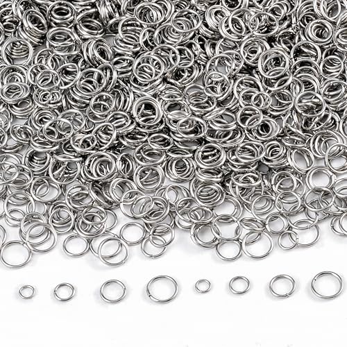 Binderinge aus Edelstahl, 3 mm, 4 mm, 5 mm, 6 mm, 18 Gauge, geschlossen, aber ungelötet, Einzelschlaufen-Verbindungsringe für Schmuck, Halsketten, Armbänder, Ohrringe, Schlüsselanhänger, Kettenhemd von CREATZONE
