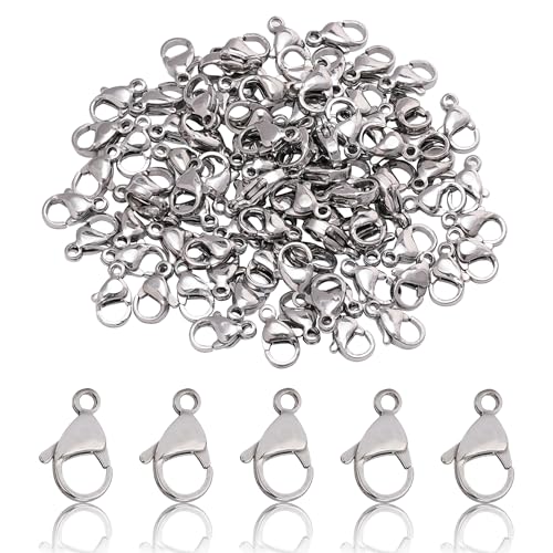 CREATZONE Karabinerverschlüsse aus Edelstahl, 10 mm, silberfarben, 200 Stück von CREATZONE