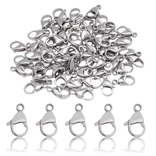 CREATZONE Karabinerverschlüsse aus Edelstahl, 12 mm, silberfarben, 200 Stück von CREATZONE