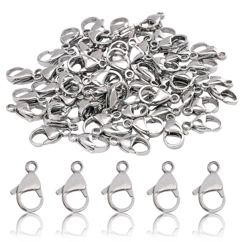 CREATZONE Karabinerverschlüsse aus Edelstahl, 15 mm, silberfarben, 200 Stück von CREATZONE