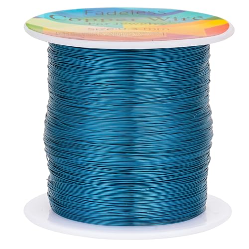 Kupferdrähte, anlaufgeschützt, 0,3 mm, für Schmuckherstellung, Drahtwickeln und Basteln, 0,3 mm, Blau, 100 m von CREATZONE
