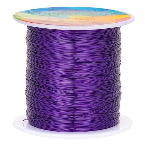 Kupferdrähte, anlaufgeschützt, 0,3 mm, für Schmuckherstellung, Drahtwickeln und Basteln, 100 m, Violett von CREATZONE