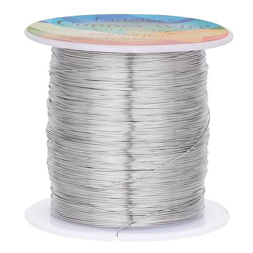 Kupferdrähte, anlaufgeschützt, 0,3 mm, für Schmuckherstellung, Drahtwickeln und Basteln (Platin), 100 m von CREATZONE