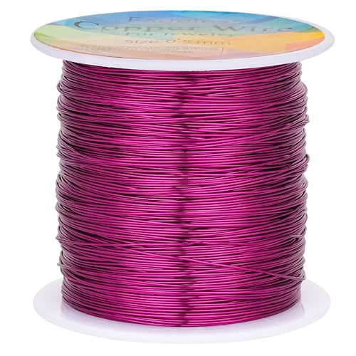 Kupferdrähte, anlaufgeschützt, 0,5 mm, Schmuckdraht, Perlendraht für Schmuckherstellung, Drahtwickeln und Basteln, 60 m, Violett von CREATZONE