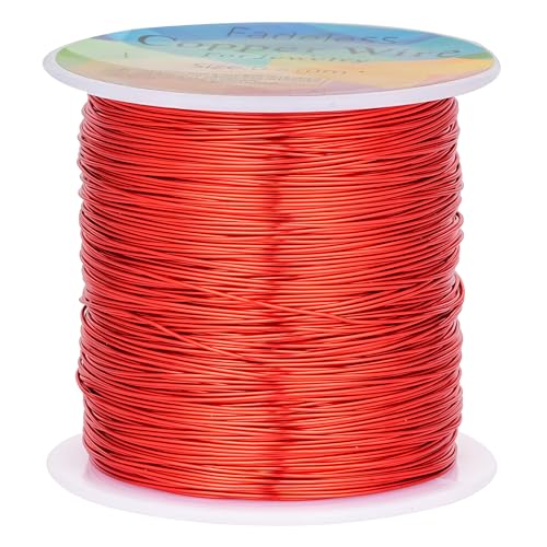 Kupferdrähte, anlaufgeschützt, 0,5 mm, für Schmuckherstellung, Drahtwickeln und Basteln, 70 m, Rot von CREATZONE