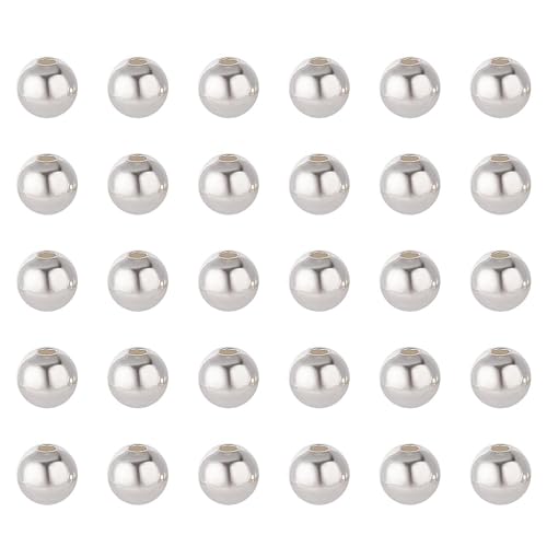 Runde Kugelperlen aus echtem 925er-Sterlingsilber, 5 mm, kleine Abstandshalter-Perlen, Schmuckherstellung, lose Perlen für selbstgemachte Armbänder, Halsketten, baumelnde Ohrringe, 25 Stück von CREATZONE