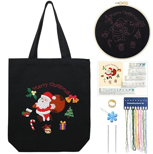 CREAWONDER Stickset aus Segeltuch mit Muster für Anfänger, Kunst und DIY Stickerei-Bastelsets für Erwachsene, inklusive Anleitung, Stickrahmen, Farbfäden und Werkzeug von CREAWONDER