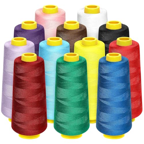 Overlock-Fadenspulen je 3000 m, Polyester-Fadenspulen 40S/2 für Overlock, Quilten, Merrow, Teilen, Handstickerei von CREAWONDER