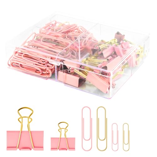 CREECHWA Niedliche Büroklammern, Binderklammern, Kombi-Set, 165 Stück, verschiedene Größen, Büroklammern für Büro, niedliches Bürobedarf-Set, Rosa, 2er-Set CREECHWA Niedliche Büroklammern, Binderklammern, Kombi-Set, 165 Stück, verschiedene Größen, Büroklammern für Büro, niedliches Bürobedarf-Set, Rosa, 2er-Set von CREECHWA
