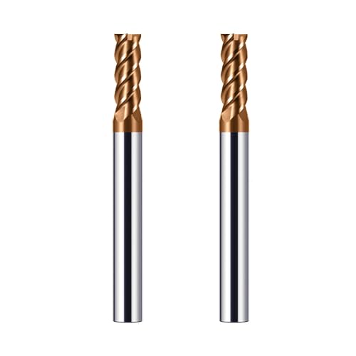 CREEYA 2PCS Hartmetall Schaftfräser 5mm, 4 Zähne/4 Schneiden CNC Fräser, HRC 55, TiSiN Golden Beschichtung, VHM Fräser CNC 8mm Für Stahl Metall Holz Acryl Kunststoff(5mm) von CREEYA