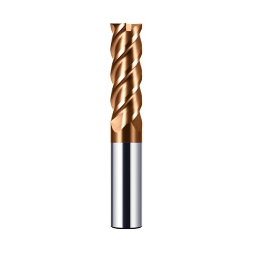 CREEYA Hartmetall Schaftfräser 12mm, 4 Zähne/4 Schneiden CNC Fräser, HRC 55, TiSiN Golden Beschichtung, VHM Fräser CNC 8mm Für Stahl Metall Holz Acryl Kunststoff(12mm) von CREEYA