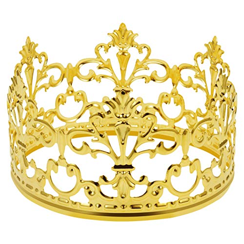 CREPUSCOLO Kronen-Kuchendekoration, Vintage-Tiara-Krone, Kuchendekoration, Babyparty, Geburtstag, Kuchendekoration, kleine Baby-Krone für Jungen und Mädchen, Metall (Gold) von CREPUSCOLO