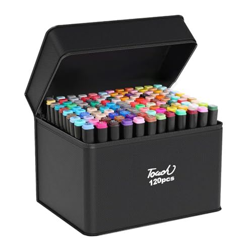 120 Filzstifte Set für Kinder und Erwachsene, Marker Stifte für Manga, Design und DIY Projekte, Filzstifte in praktischer schwarzer Tasche, Ideal für Comics, Rendering und kreative Bastelideen von CRESZZLE