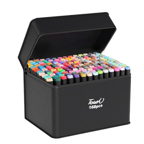 168 Filzstifte Set für Kinder und Erwachsene, Marker Stifte für Manga, Design und DIY Projekte, Filzstifte in praktischer schwarzer Tasche, Ideal für Comics, Rendering und kreative Bastelideen von CRESZZLE