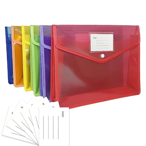 CRESZZLE 6er-Pack A4 Kunststoffmappen: Erweiterbar, wasserdicht, ideal als Dokumententasche, Aktenordner, Schnellhefter, Dokumentenmappe. Praktische Mappe A4 für Schule und Büro. von CRESZZLE