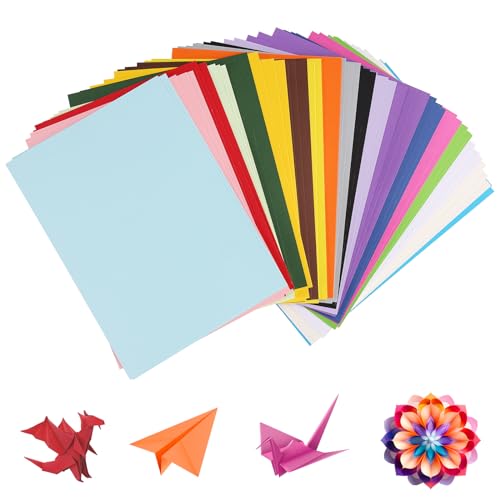 Vielseitiges Origami Bastelset: 60 Blatt 250g/m² A4 Tonkarton, Tonpapier A4, Fotokarton A4 - Bunte Pappe zum Basteln für DIY Projekte, Fotoalbum und Scrapbooking (20 Farben) von CRESZZLE