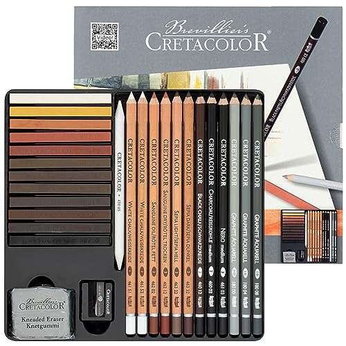 CRETACOLOR Skizzierset 27-teilig, inkl. Radiergummi und Spitzer, ideale Grundausstattung, weicher und satter Abstrich, im robusten Metalletui, für Einsteiger und Profis CRETACOLOR Skizzierset 27-teilig, inkl. Radiergummi und Spitzer, ideale Grundausstattung, weicher und satter Abstrich, im robusten Metalletui, für Einsteiger und Profis von CRETACOLOR