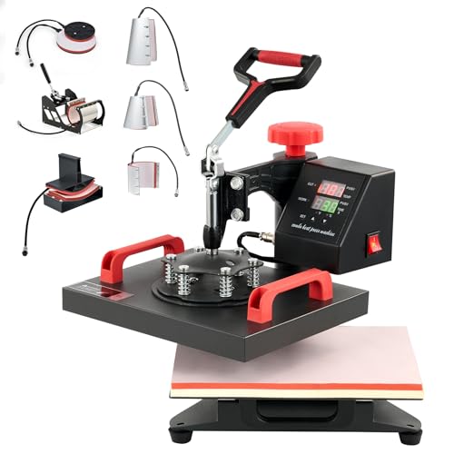 CREWORKS Hitzepresse Transferpresse Heat Press Heißpresse Heizpresse 360 Grad Schwenkbar DIY Mulitifunktional Sublimation Wärmepresse (Upgrade 30 x 25cm 8 in 1) von CREWORKS