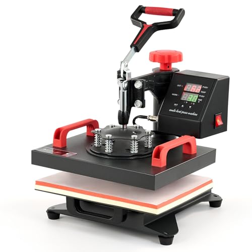 CREWORKS Transferpresse Hitzepressemaschine Multifunktionale Heißpressmaschine Heißpress 360° Multifunktional Transferdruckmaschine für T-Shirts, Hüte, Taschen, Fliesen (25 x 30 cm) von CREWORKS