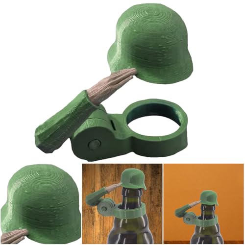 CRGANGZY Soldat Salute Bierflaschenhelm einzigartiger amerikanischer Soldaten-Helm und Salute-Pose dekorative Kappen, staubdichte Schutzkappen for Veteranen (Grün) von CRGANGZY
