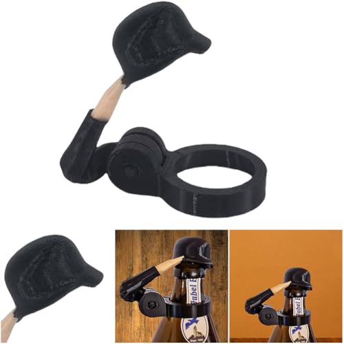 CRGANGZY Soldat Salute Bierflaschenhelm einzigartiger amerikanischer Soldaten-Helm und Salute-Pose dekorative Kappen, staubdichte Schutzkappen for Veteranen (Schwarz 1) von CRGANGZY