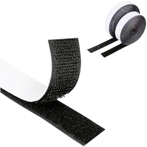 CRIFLOMAR Klettband Selbstklebend, 10m x 20mm, Schwarz, Wiederverwendbar, Stark Haftend, für Haushalt und DIY von CRIFLOMAR