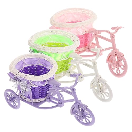 CRILSTYLEO 3St Blumenkorb in Fahrradform Rattan-Blumenkorb Dreirad Blumenkorb Wanddekoration Blumenkorb Körbe runder Aufbewahrungskorb großer Korb garten wasservase Vase aus Garteneisen von CRILSTYLEO