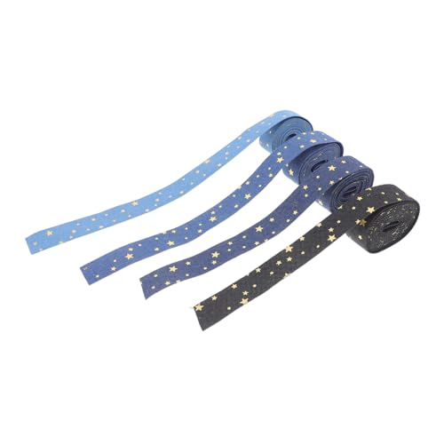 CRILSTYLEO 4 Rollen Goldene Sterne Denim Band für Diy Bastelprojekte Kleidungsaccessoires Geschenkverpackungen und Dekorationen für Näharbeiten und Handarbeiten von CRILSTYLEO