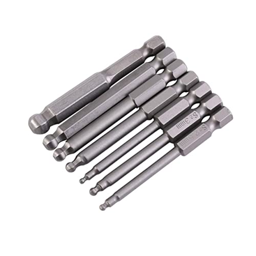 CRILSTYLEO 7 Stück Magnetisches Teiliges Innensechskant Bits Set Kugelkopf Schraubendreher Bits aus Hochwertigem Stahl für Elektroschrauber Handwerkzeuge mit Starker Magnetkraft und Hoher von CRILSTYLEO