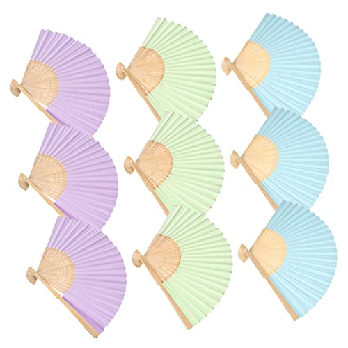 CRILSTYLEO 9 Stück Teiliges DIY Faltbare Malfächer für Handlicher Papierfächer aus Leichte Bunte Blanko Faltfächer zum Bemalen und Dekorieren für Jungen und Mädchen von CRILSTYLEO
