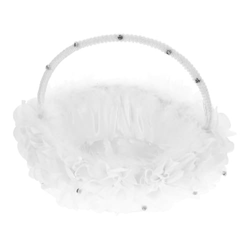 CRILSTYLEO Blumenkorb Für Blumenmädchen Tragetasche Romantischer Hochzeitskorb Aus Kunstspitze Kreativer Korb Zum Streuen Von Blütenblättern Weiß Hochzeitsparty-zubehör von CRILSTYLEO