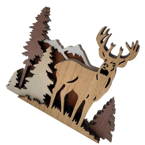 CRILSTYLEO Waldtier-holzdekor Holzelchskulptur Mehrschichtiges Holz Hirsch Elchdekor Für Den Schreibtisch von CRILSTYLEO