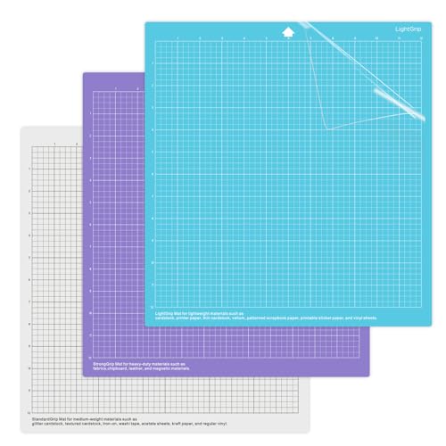 CRIROSA Schneidematte für Silhouette Cameo 4/3/2/1, 30,5 x 30,5 cm, 3 Stück, StandardGrip,LightGriff, StrongGriff), quadratisch, gerastert, rutschfest, 12X12 Schneidematten für Cameo 5 von CRIROSA