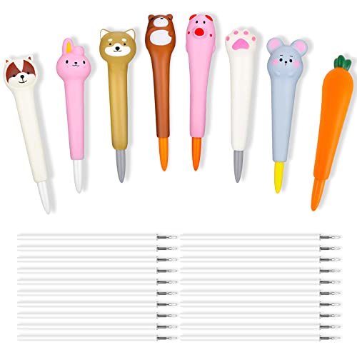 26 PCS Squishy Cute Cartoon Gel Ink Pens, Black Ink Roller Pen, Sponge Pens, Angst Relief Kugelschreiber, 6 Stück Cartoon Animal Pens mit 20 Stück Minen (zufälliger Stil) von CRITIVE-SHOP