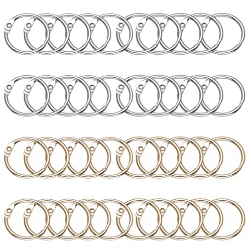 CRLLDPM 40 Stück Buchringe, 20mm Ringbinder, Metall Buchbinderinge Loseblatt Verbinder, Ring Binder Buch Ringe Heftringe, Für Scrapbook, Album, Memo-Ablage, Handwerk (Gold und Silber) von CRLLDPM
