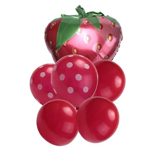 CROIRE 16 x Erdbeer-Luftballons, Obst-Jumbo-Folie, Mylar-Luftballons, Erdbeer-Thema, Geburtstagsparty-Dekoration für Babyparty von CROIRE