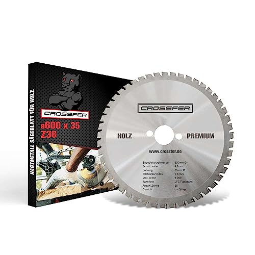 Kreissägeblatt für Holz | Premium Qualität HM Kreissägeblatt | Hartmetall Kreissägeblatt für die Holzverarbeitung | CROSSFER® (Ø600 x 35 (Z36)) von CROSSFER GmbH