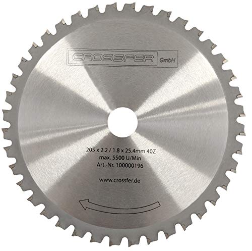 HM Kreissägeblatt 205 x 25,4 mm 40Z Universal für Metall und Kunststoff, hartmetallbestücktes Sägeblatt für viele unterschiedliche Anwendungen HM Kreissägeblatt 205 x 25,4 mm 40Z Universal für Metall und Kunststoff, hartmetallbestücktes Sägeblatt für viele unterschiedliche Anwendungen von CROSSFER