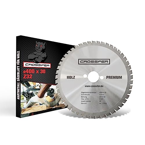 Hartmetall HM Kreissägeblatt 400x30 Z32 für Tischkreissägen, Handkreissägen, Gehrungssägen und Wippkreissägen. Grobschnittsägeblatt für den Längs- und Querschnitt. CROSSFER Hartmetall HM Kreissägeblatt 400x30 Z32 für Tischkreissägen, Handkreissägen, Gehrungssägen und Wippkreissägen. Grobschnittsägeblatt für den Längs- und Querschnitt. CROSSFER von CROSSFER