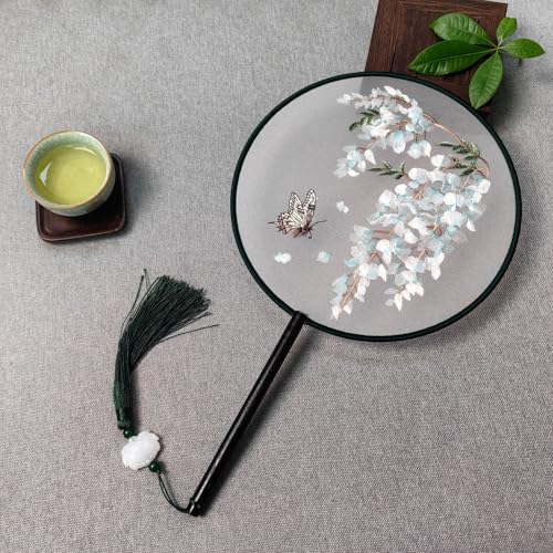 Ancient Style Fan Suzhou Doppelseitige Stickerei Gruppe Fan Dance Spezieller chinesischer Stil Hanfu Qipao Klassischer runder Fächer Sommerfächer von CRRHSADEP